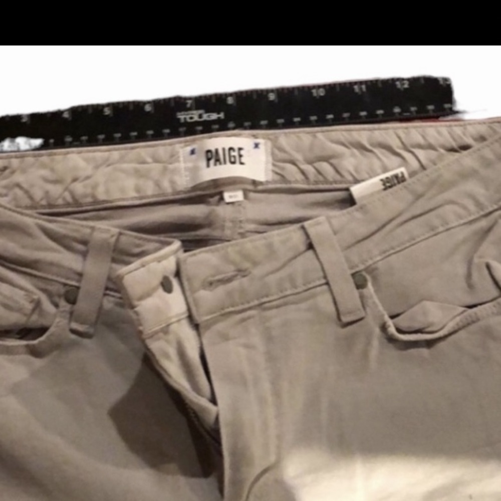 Paige size 30 light silver gray high rise distressed jeans with stretch